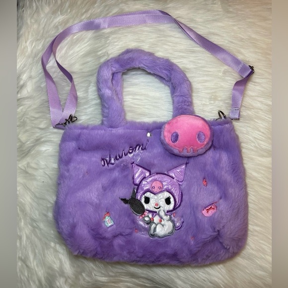 New Kuromi from Hello Kitty Fuzzy Purse - Picture 2 of 3